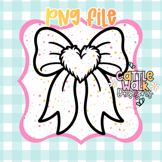 Christmas Bow with Fluffy Center PNG | Cute Holiday Bow | Digital Download | Freshie PNG | Sublimation Design