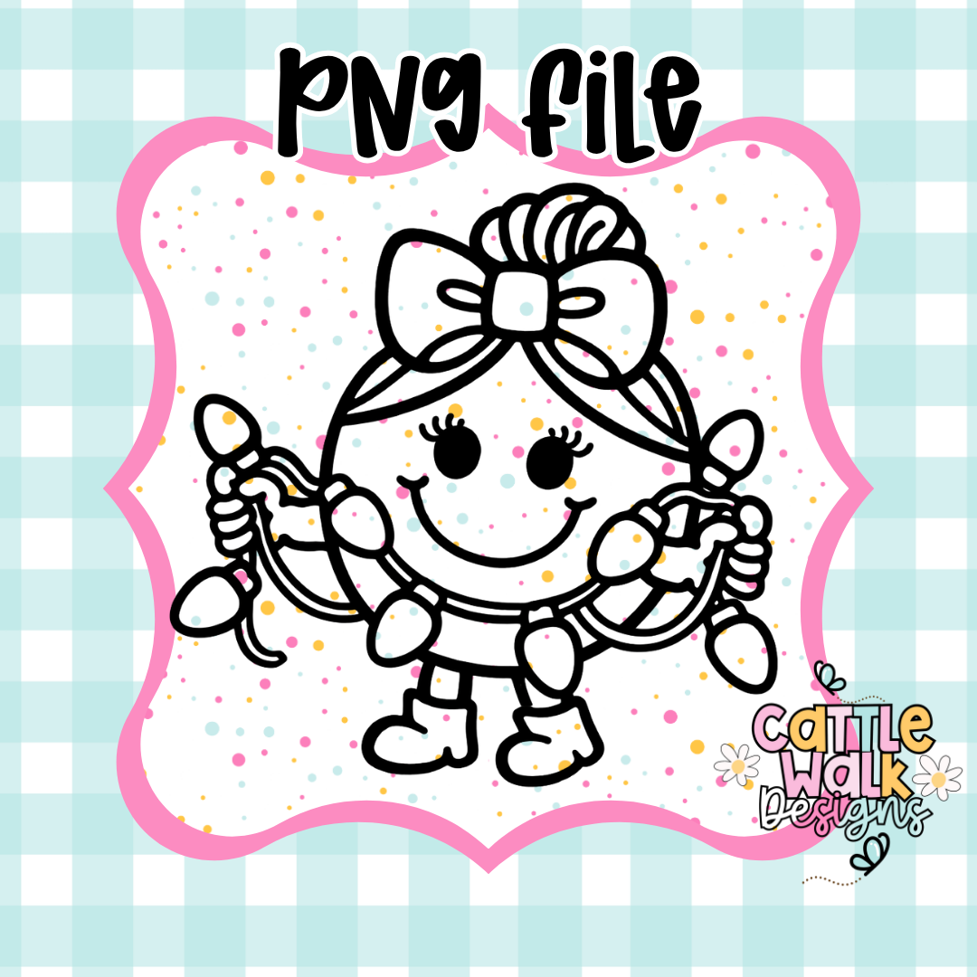 Little Miss Christmas Chaos PNG | Holiday Lights Girl PNG | Kawaii Christmas Character | Freshie & Sublimation Design