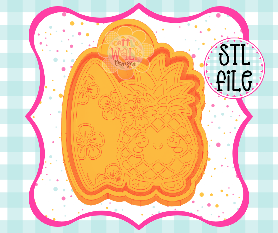 Cute Pineapple Surfboard Freshie Mold STL | Kawaii Pineapple STL File | Summer Freshie Mold | Car Freshie Mold STL Digital Download
