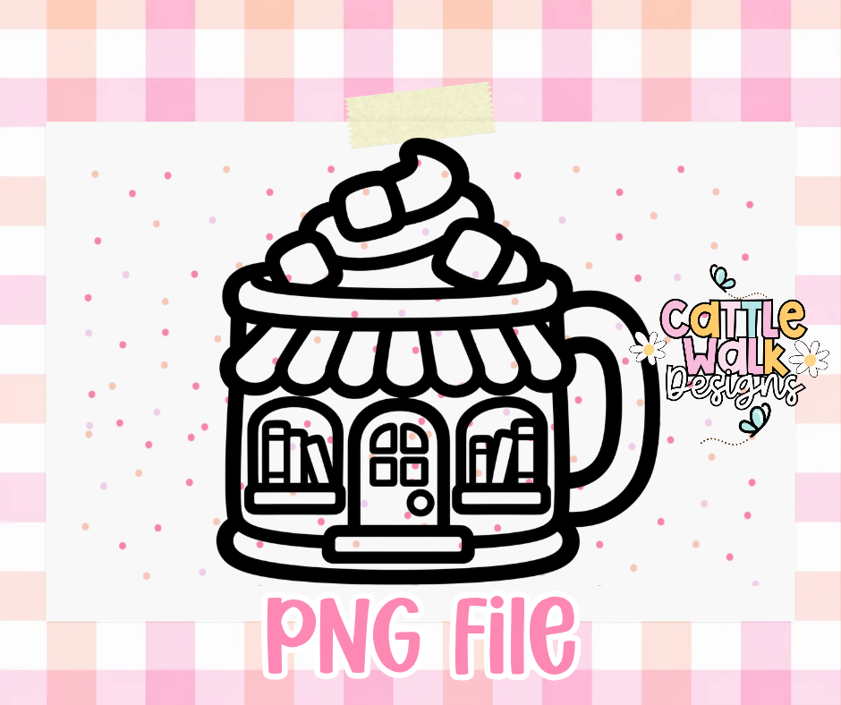 Christmas Bookstore Mug PNG | Cozy Holiday Book Lover Design | Winter Reading PNG
