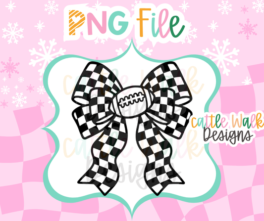 Football Bow PNG | Checkered Football Bow PNG | Football Freshie Design | Game Day PNG | Digital Download