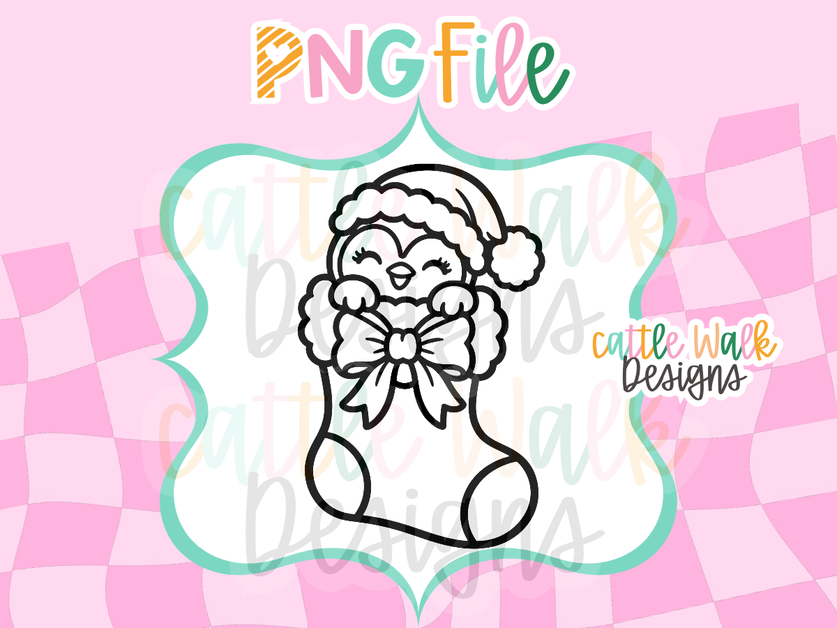 Christmas Penguin Stocking PNG | Cute Penguin Freshie Design | Holiday PNG