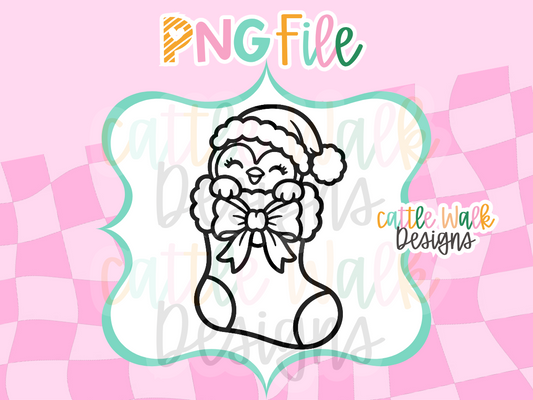 Christmas Penguin Stocking PNG | Cute Penguin Freshie Design | Holiday PNG