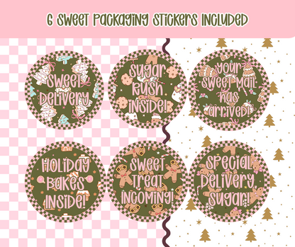 Sugar & Spice Editable Business Card Template + 6 Sweet Packaging Stickers | Gingerbread Canva Thank You Card for Small Businesses
