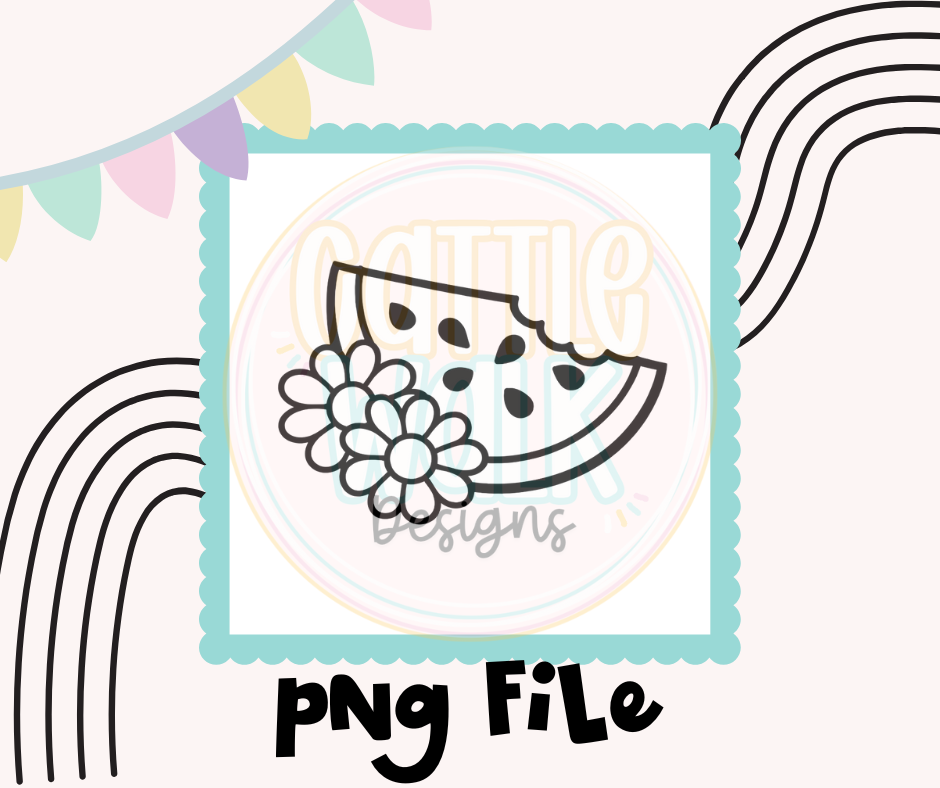 Watermelon Daisy PNG | Cute Summer Floral Design | Digital Download