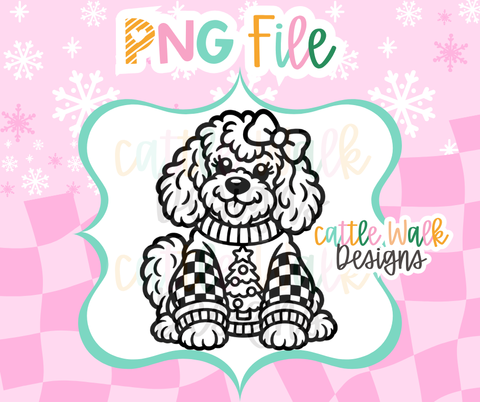 Christmas Dog PNG | Cute Dog in Christmas Sweater PNG | Checkered Holiday Freshie Design | Christmas Freshie Mold PNG | Digital Download