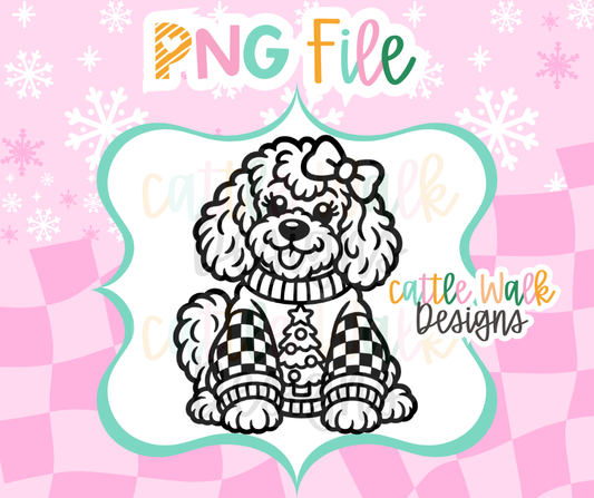 Christmas Dog PNG | Cute Dog in Christmas Sweater PNG | Checkered Holiday Freshie Design | Christmas Freshie Mold PNG | Digital Download