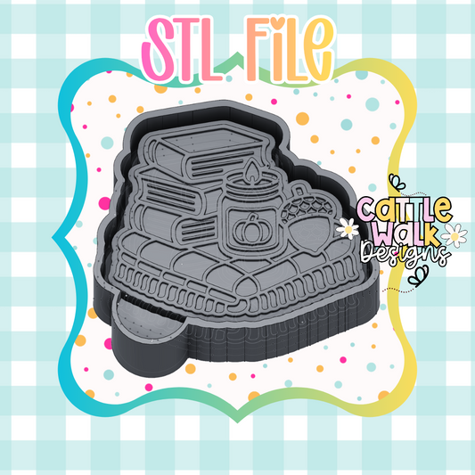 Cozy Books & Pumpkin Candle STL File | 3D Printable Mold Housing | Fall Freshie Mold STL | Digital Download