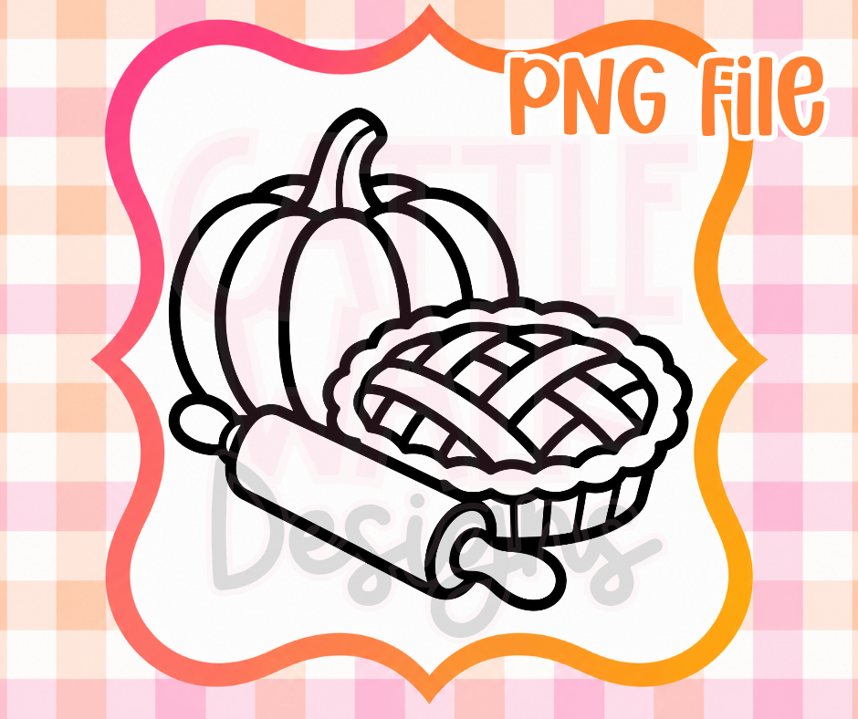Pumpkin Pie & Rolling Pin PNG | Cozy Fall Digital Download for Freshies & Crafts