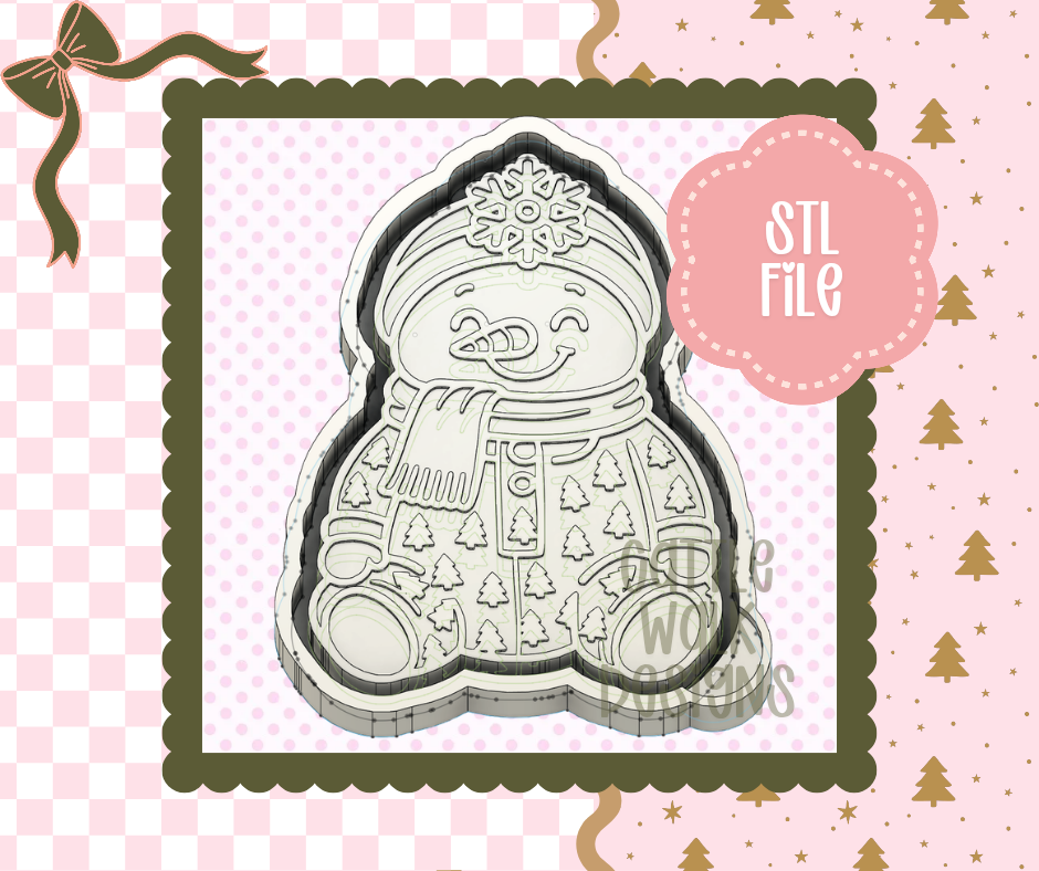 Cozy Christmas Snowman STL File – Cute Winter Freshie Mold Design for 3D Printing