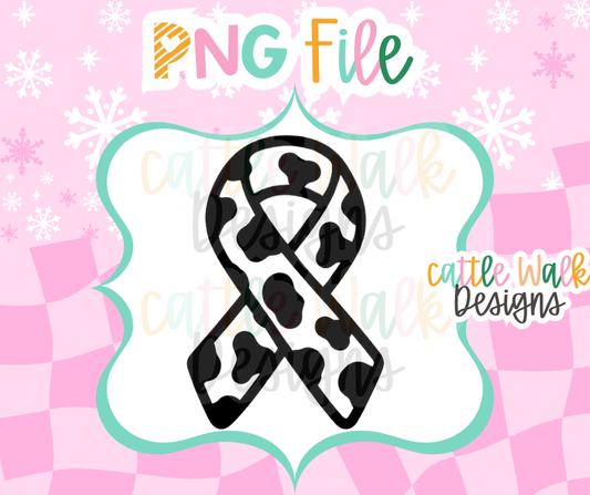 Awareness Ribbon PNG | Cow Print Ribbon PNG | Animal Print Awareness Ribbon | Bold Freshie Mold PNG | Digital Download