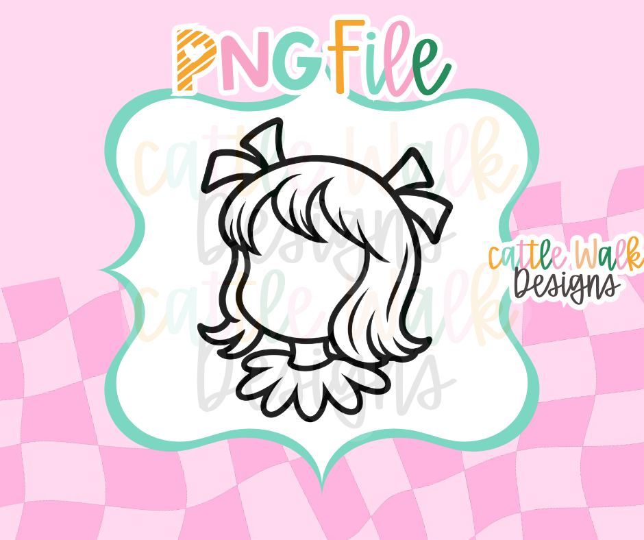 Faceless Girl with Bows PNG | Cute Girly Hair Digital Download