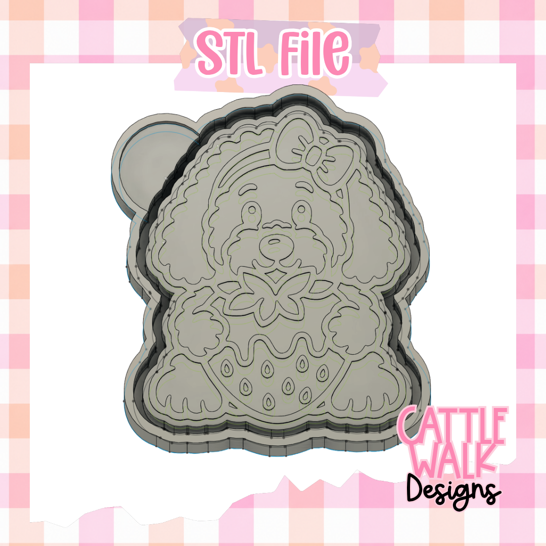 Goldendoodle with Chocolate Covered Strawberry Freshie Mold STL File | Digital Download