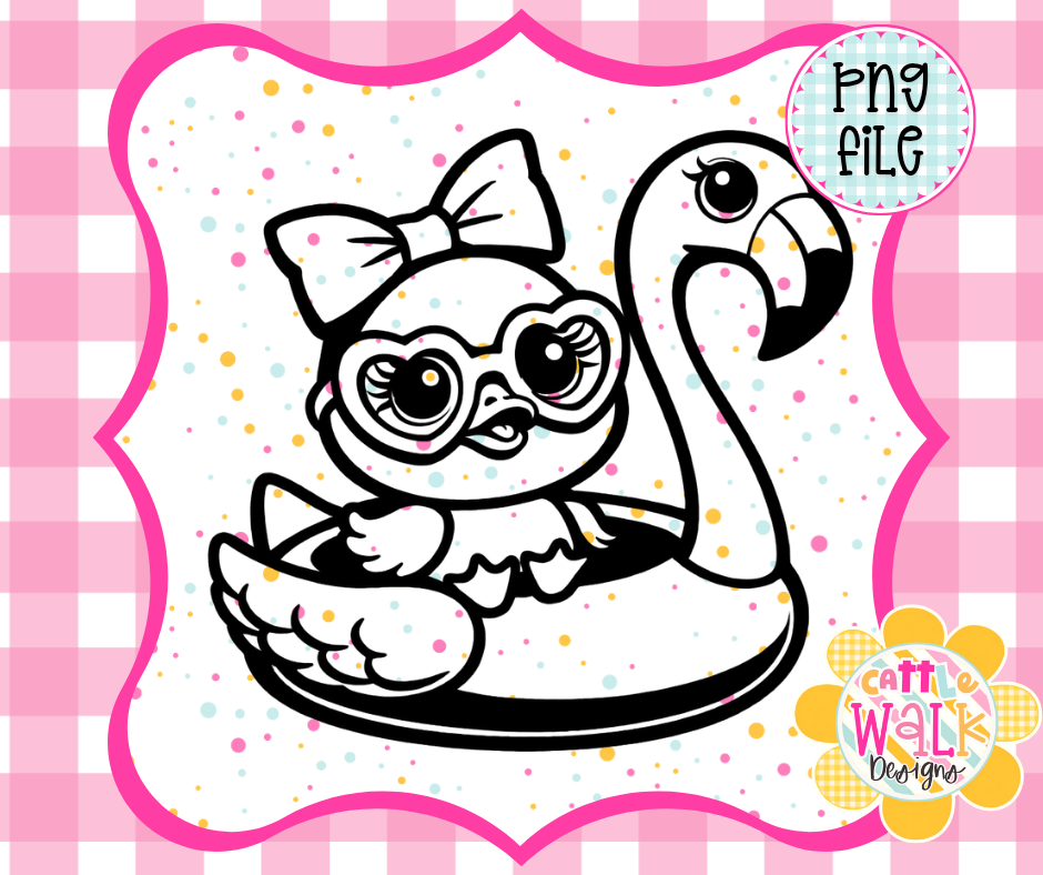 Cute Flamingo Float PNG | Summer Flamingo Pool Design | Kawaii Flamingo Sublimation | Cute Summer Clipart | Instant Download