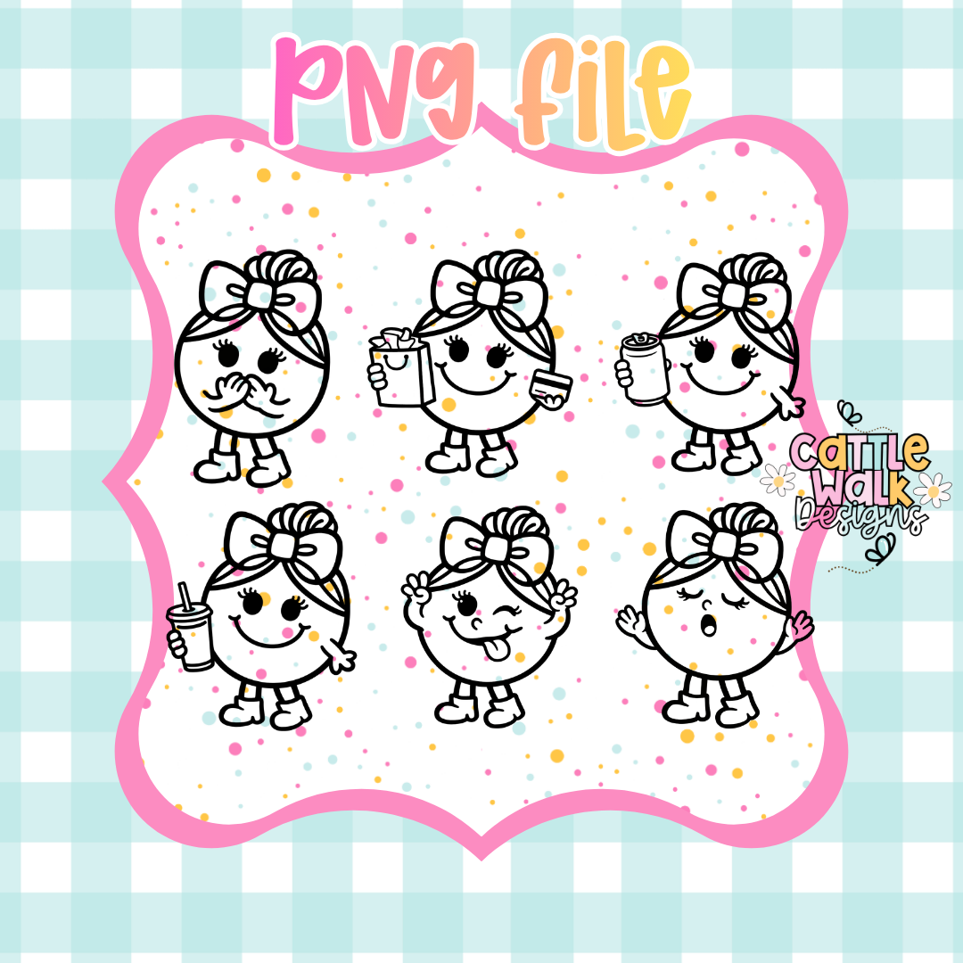 Little Miss Personalities PNG File | 6 Design Bundle | Freshie Mold Design