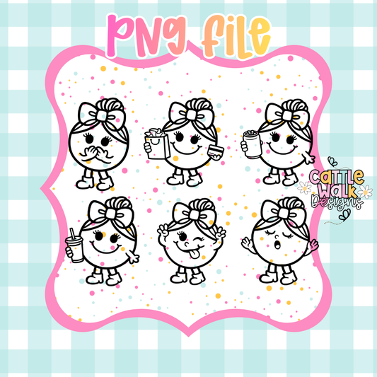 Little Miss Personalities PNG File | 6 Design Bundle | Freshie Mold Design