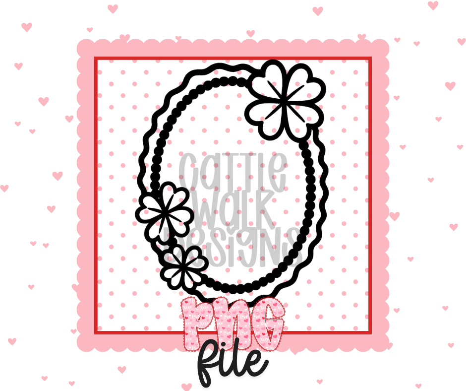 Shamrock Oval Frame Black & White PNG – Bold Outline Freshie Design | Digital Download