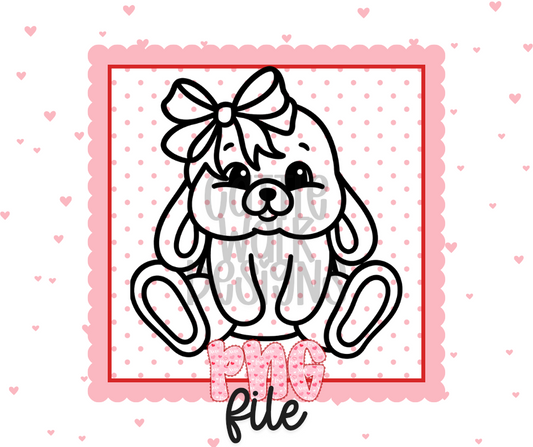 Cute Bunny with Bow Black & White PNG – Bold Outline Freshie Design | Digital Download