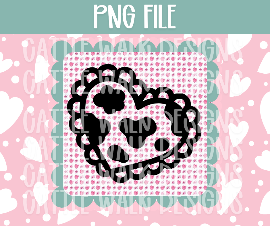 Cow Print Heart PNG – Western Freshie Design Template