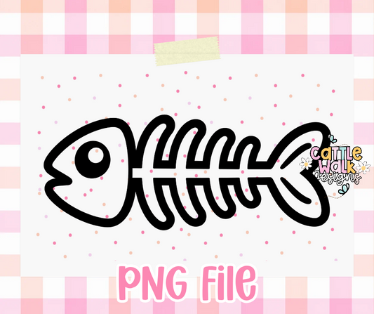Fish Skeleton PNG | Funny Fishing PNG | Bold Fish Bone Freshie Design