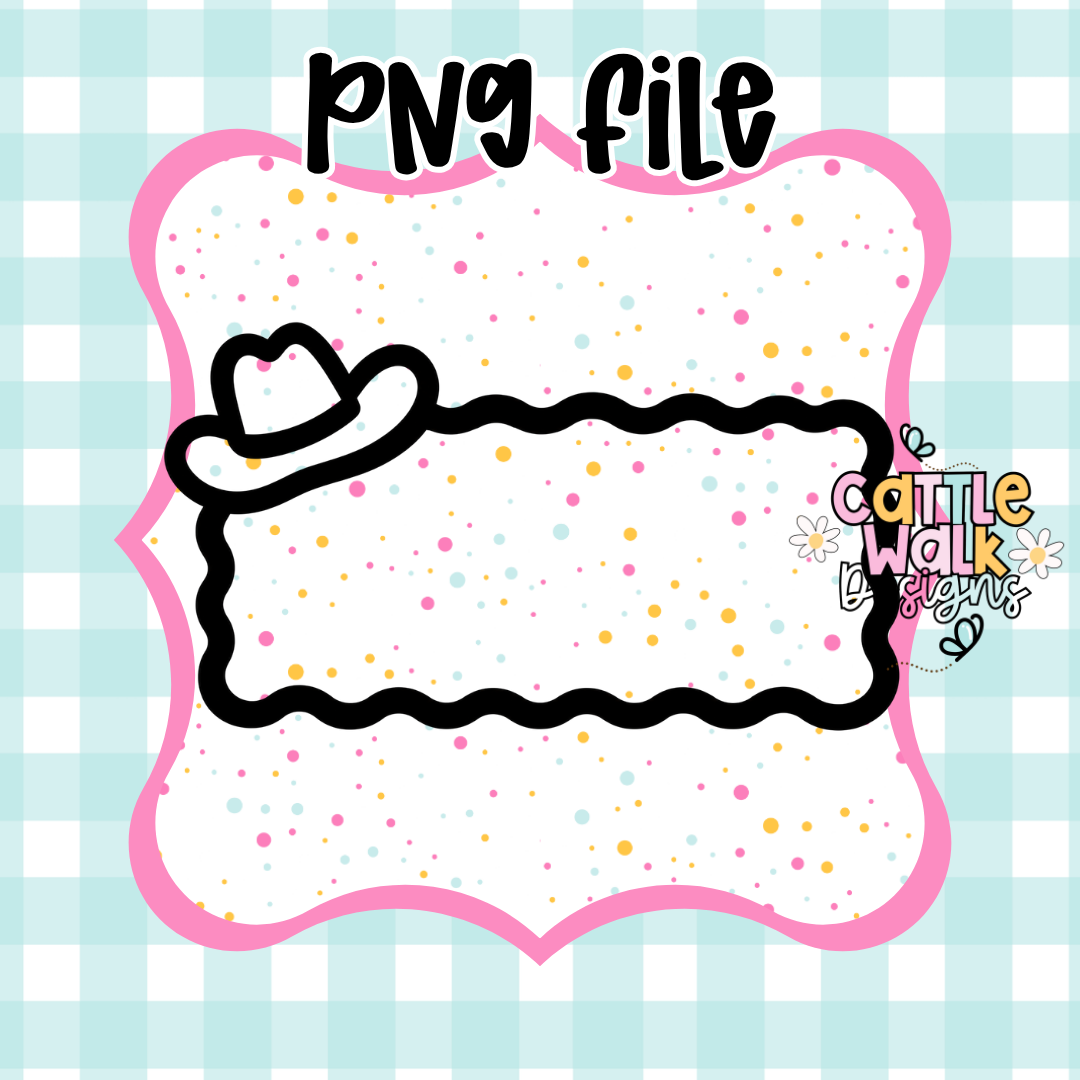 Cowgirl Hat Wavy Frame PNG | Western Doodle Frame | CWD-Style Mold Friendly Design