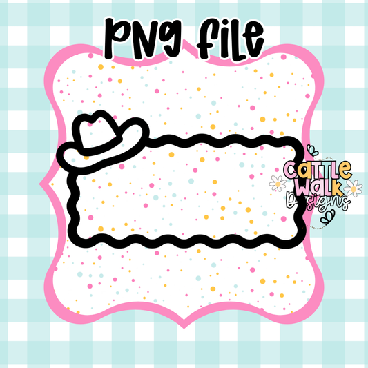 Cowgirl Hat Wavy Frame PNG | Western Doodle Frame | CWD-Style Mold Friendly Design