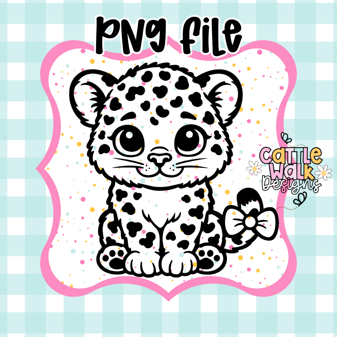 Baby Leopard PNG File | Thick Bold Outline | Mold Maker Design