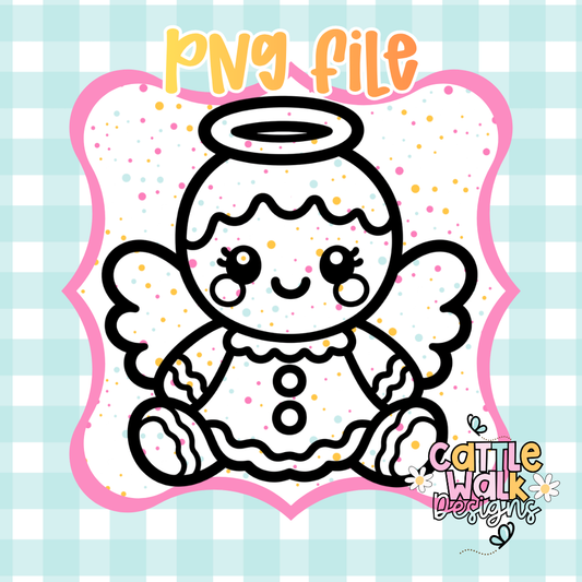 Cute Gingerbread Angel PNG | Christmas Angel Cookie Sublimation Design | Digital Download
