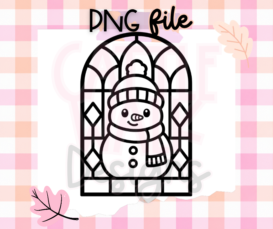 Stained Glass Snowman PNG | Cozy Christmas Digital Download
