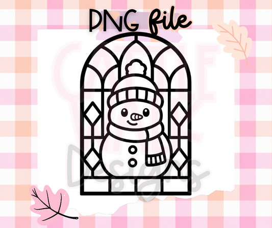 Stained Glass Snowman PNG | Cozy Christmas Digital Download