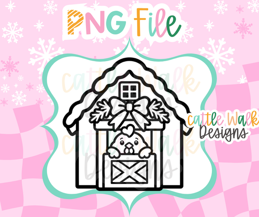 Christmas Chicken Coop PNG | Chicken Barn PNG | Winter Farmhouse PNG | Christmas Freshie Mold Design | Digital Download