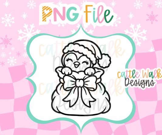 Christmas Penguin in Gift Bag PNG | Cute Penguin PNG | Santa Penguin Freshie Design | Christmas Freshie Mold PNG | Digital Download