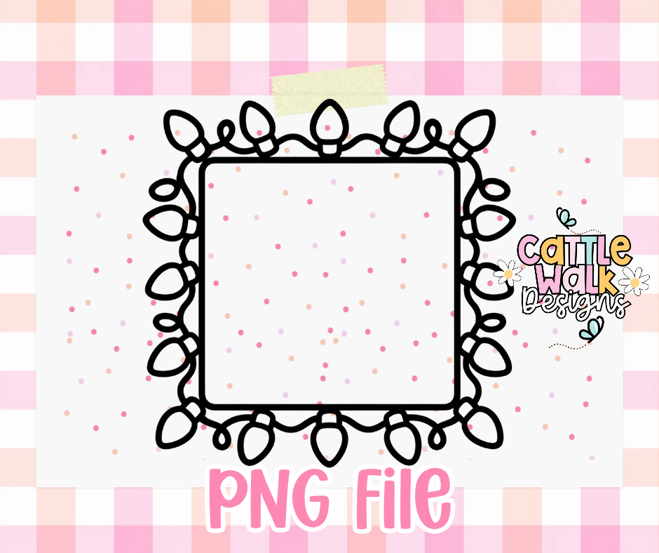 Blank Christmas Lights Frame PNG | Cardstock Mold Design | Customizable Holiday Frame