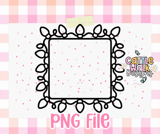 Blank Christmas Lights Frame PNG | Cardstock Mold Design | Customizable Holiday Frame