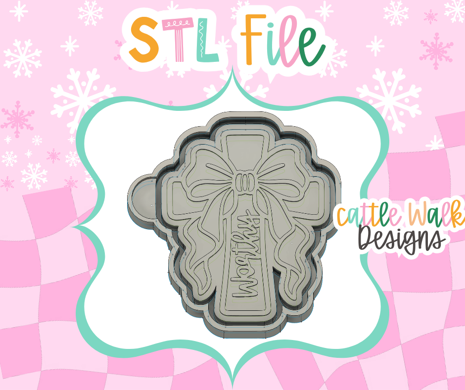 Worthy Cross with Oversized Bow STL Mold File