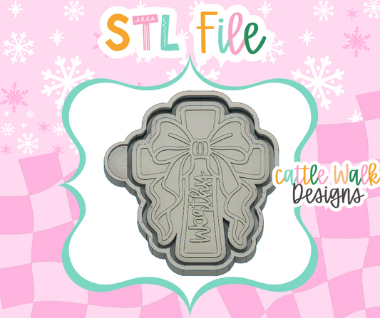 Worthy Cross with Oversized Bow STL Mold File