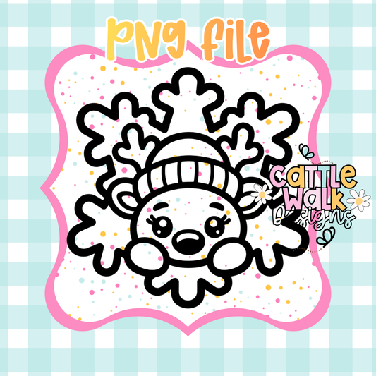 Cute Reindeer Snowflake PNG | Christmas Reindeer Snowflake | Kawaii Holiday PNG | Digital Download | Freshie PNG | Sublimation Design