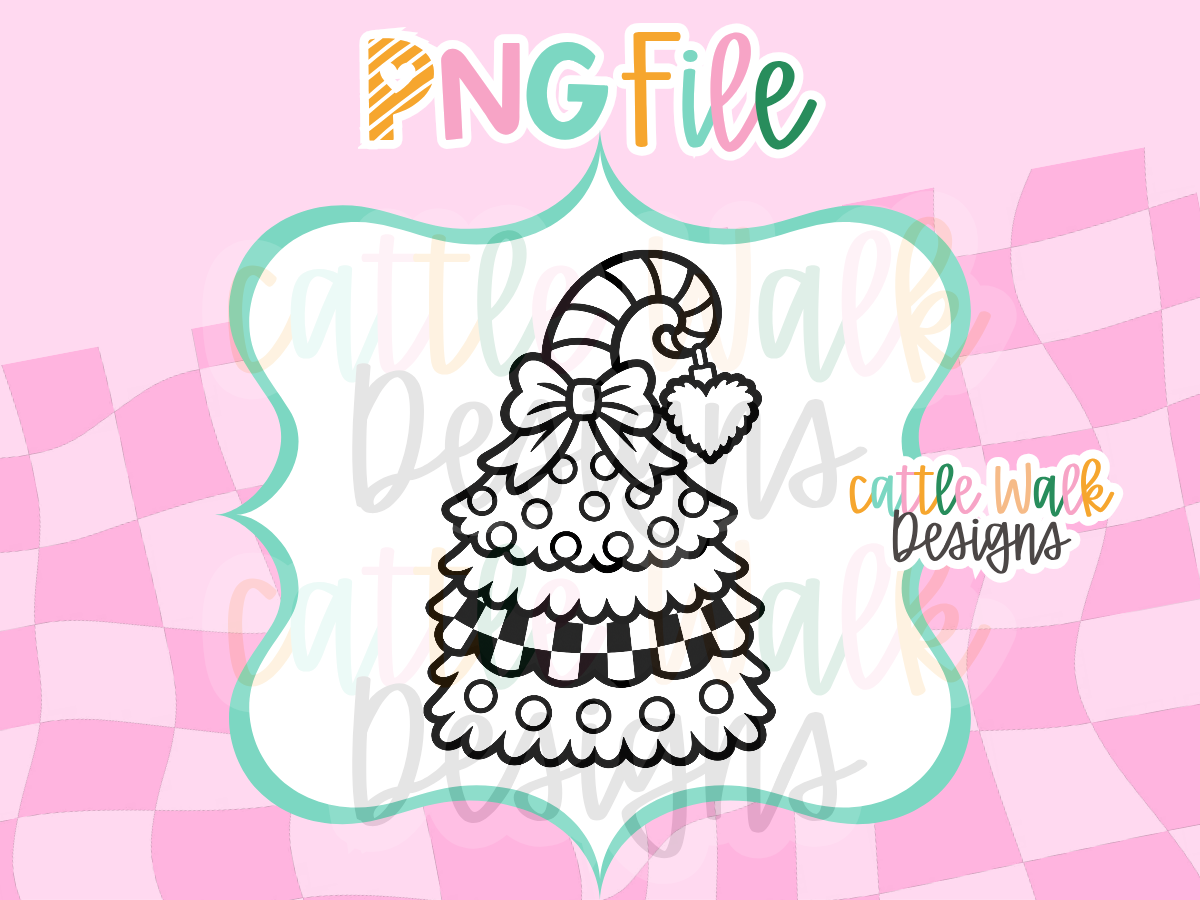 Whimsical Christmas Tree PNG | Candy Cane Christmas Freshie Design | Holiday PNG