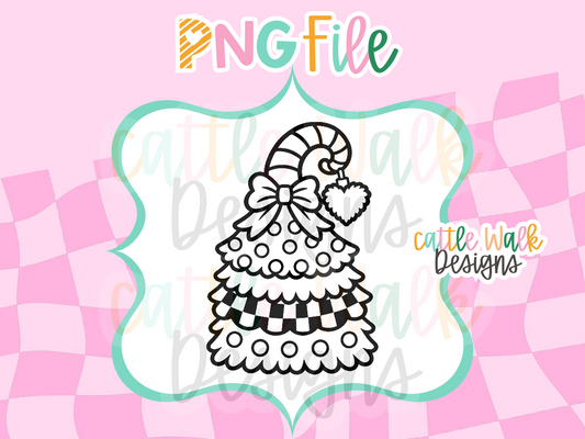 Whimsical Christmas Tree PNG | Candy Cane Christmas Freshie Design | Holiday PNG