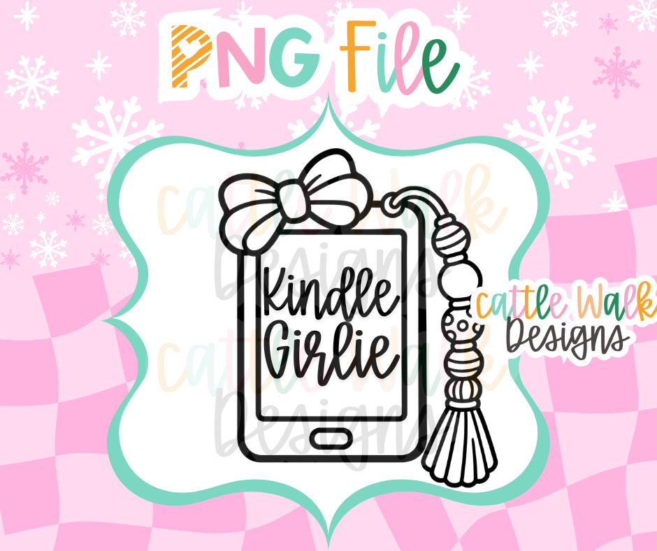 Kindle Girlie PNG | E-Reader with Bow PNG | Book Lover PNG | Reading Freshie Design | Digital Download
