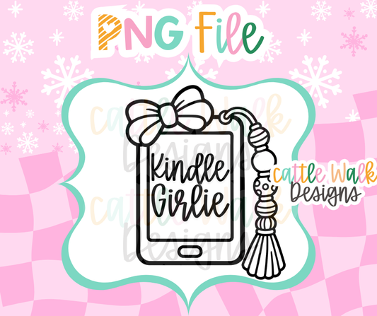 Kindle Girlie PNG | E-Reader with Bow PNG | Book Lover PNG | Reading Freshie Design | Digital Download