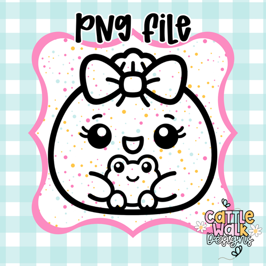 Kawaii Frog Dumpling PNG File | Cute Bow Dumpling Design | Frog Plush Dumplin’ PNG | CWD-Style Freshie PNG