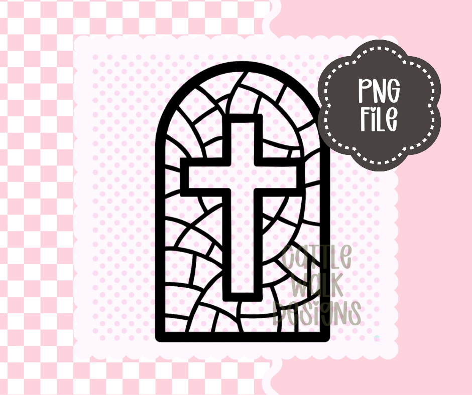 Stained Glass Cross Window – Faith PNG | Cattle Walk Designs
