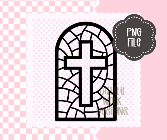Stained Glass Cross Window – Faith PNG | Cattle Walk Designs