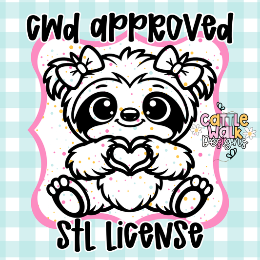 CWD Approved Pigtail Sloth STL License + PNG 💖🐾 (Commercial Use)