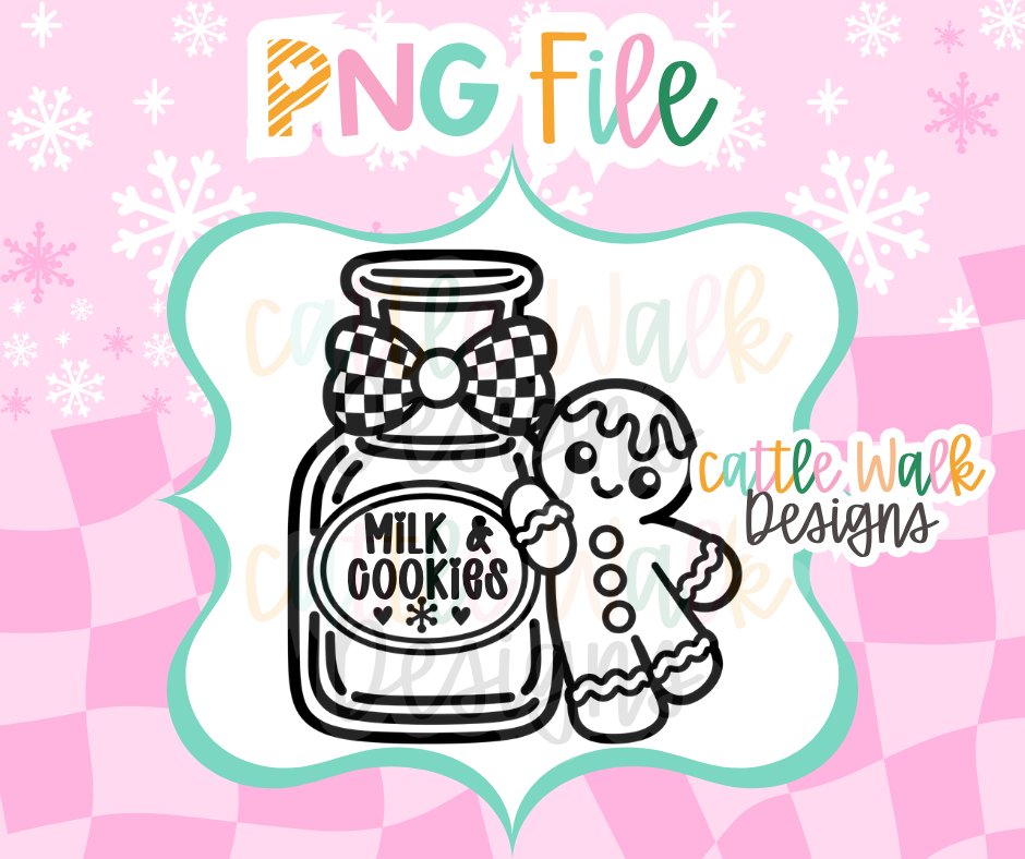 Milk & Cookies Gingerbread PNG | Christmas Milk Jug PNG | Gingerbread Christmas Freshie Design | Holiday Mold PNG | Digital Download