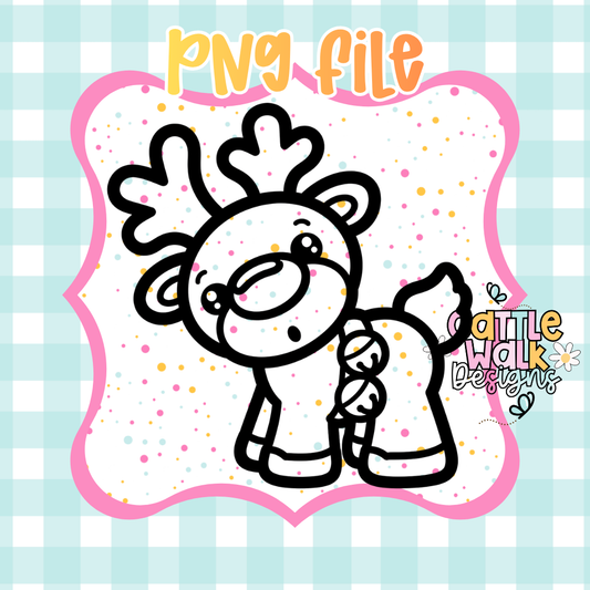 Cute Christmas Reindeer PNG | Kawaii Reindeer Digital Download | Holiday PNG for Freshies, Sublimation & Crafts