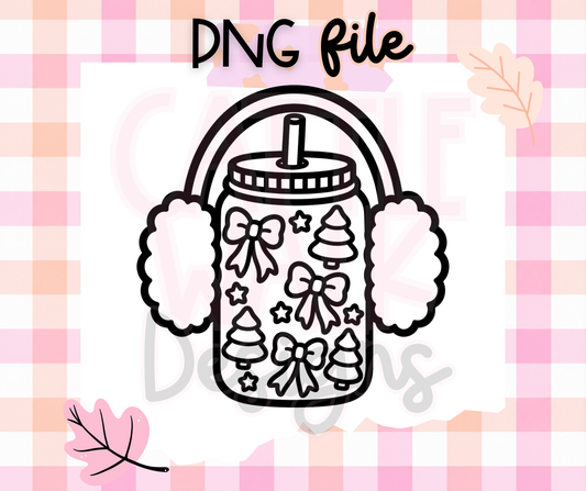 Christmas Tree & Bow Glass Can PNG | Girly Holiday Tumbler Digital Download