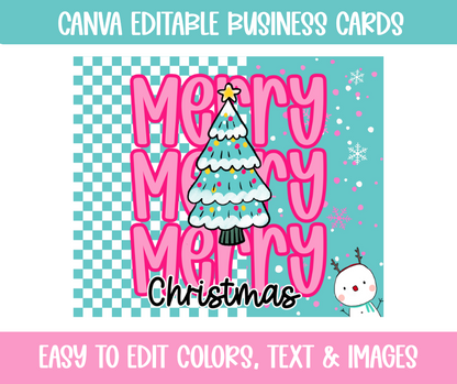 Editable Christmas Business Card & Sticker Set | Canva Template | Merry & Bright Small Business Thank You Cards