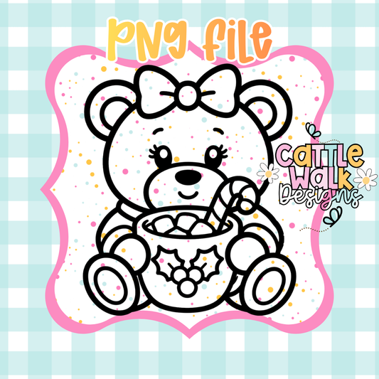 Cute Christmas Bear with Hot Cocoa PNG | Winter Teddy Sublimation Design | Digital Download